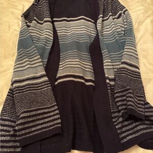 Talbots Navy and Light Blue Striped Cardigan